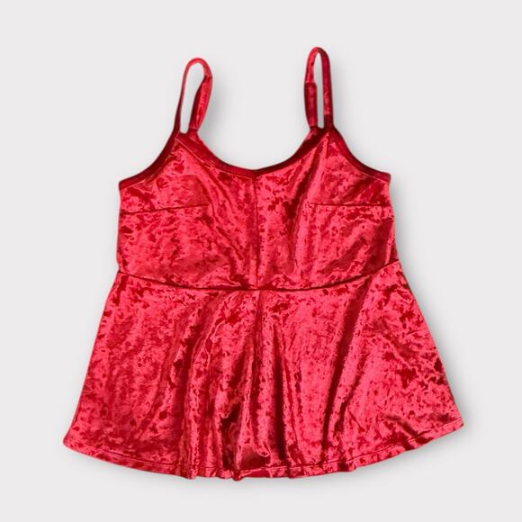 Torrid Crushed Velvet Peplum Tank Top Women 1X 14-16 Holiday Christmas Party - Picture 3 of 8